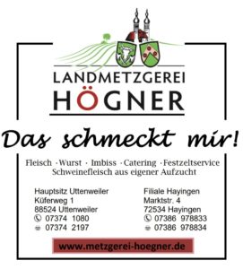 Werbeanzeige der Landmetzgerei Högner in Hayingen